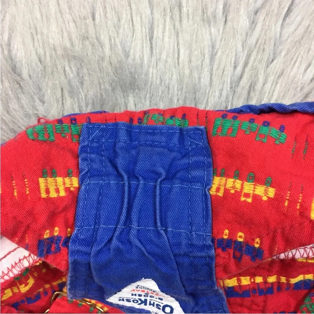Vintage Baby Boys Oshkosh Bgosh Vestbak Red Blue Train Shortalls